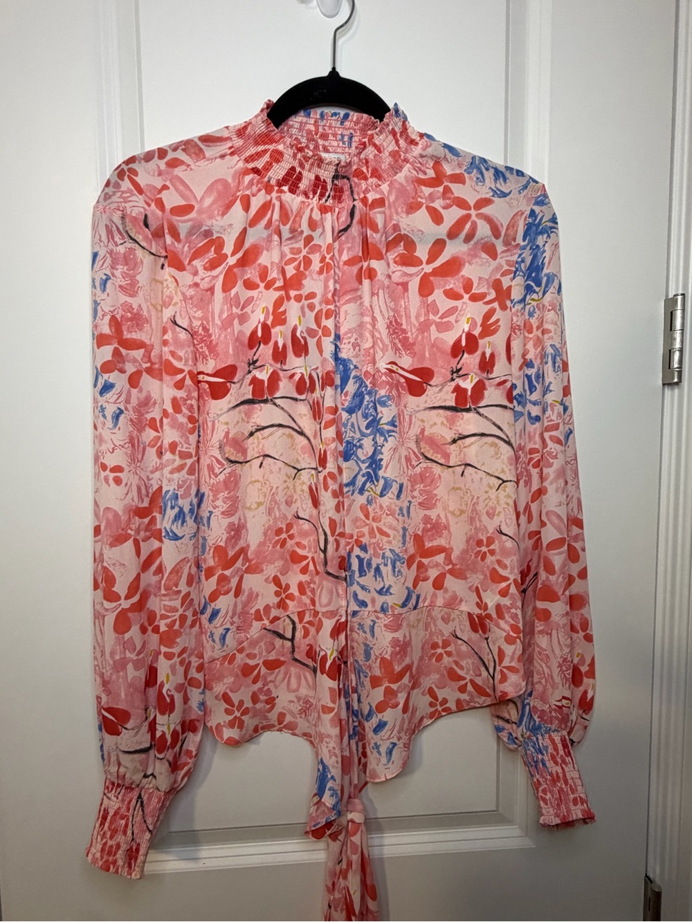 Rachel Zoe Pink Floral Tie Front Blouse Colorful Bright